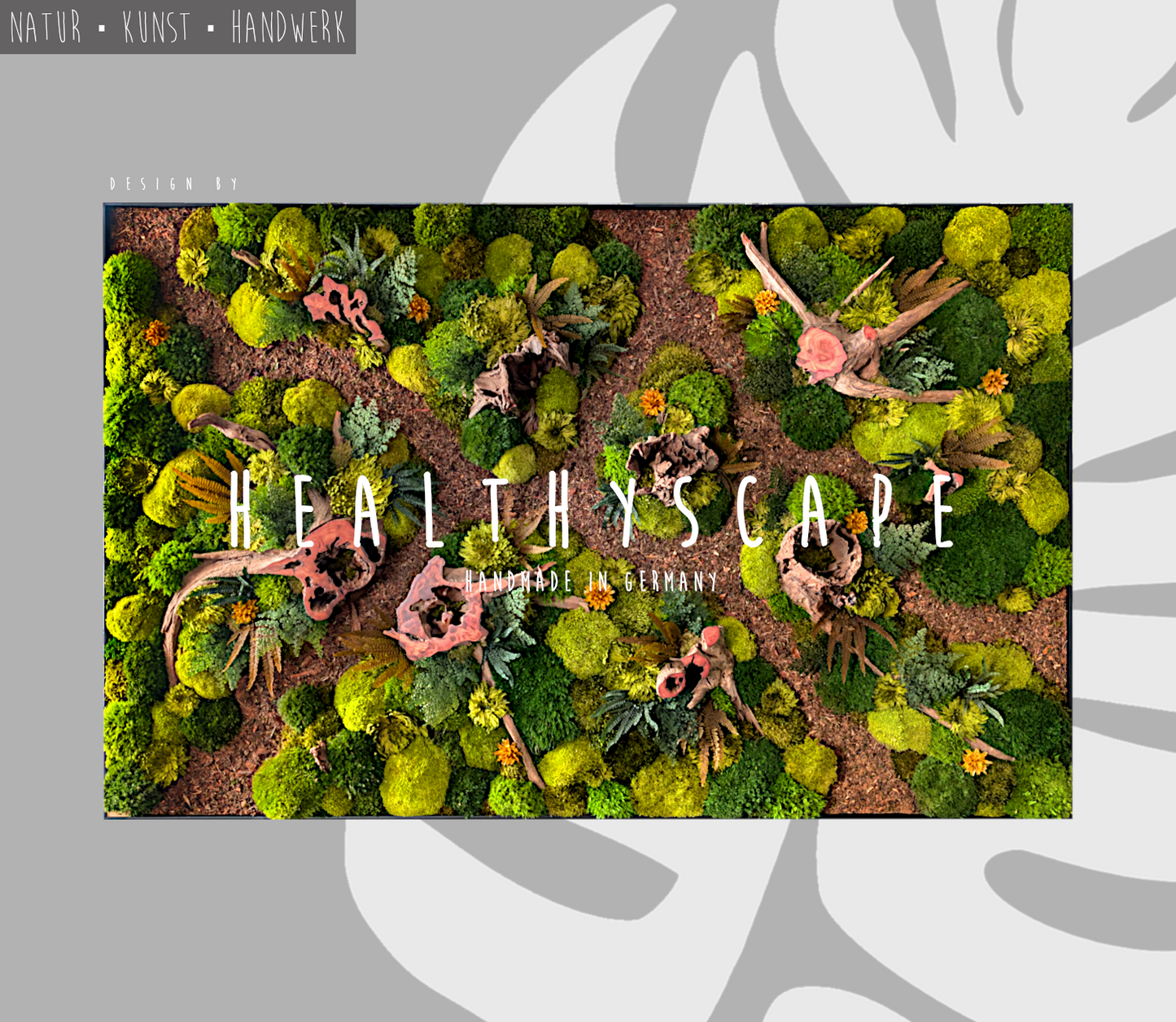 Custom-made moss picture forest picture "Forest Paths Autumn" - plant picture in a modern slim frame (80-200cm) - natural artwork with real roots