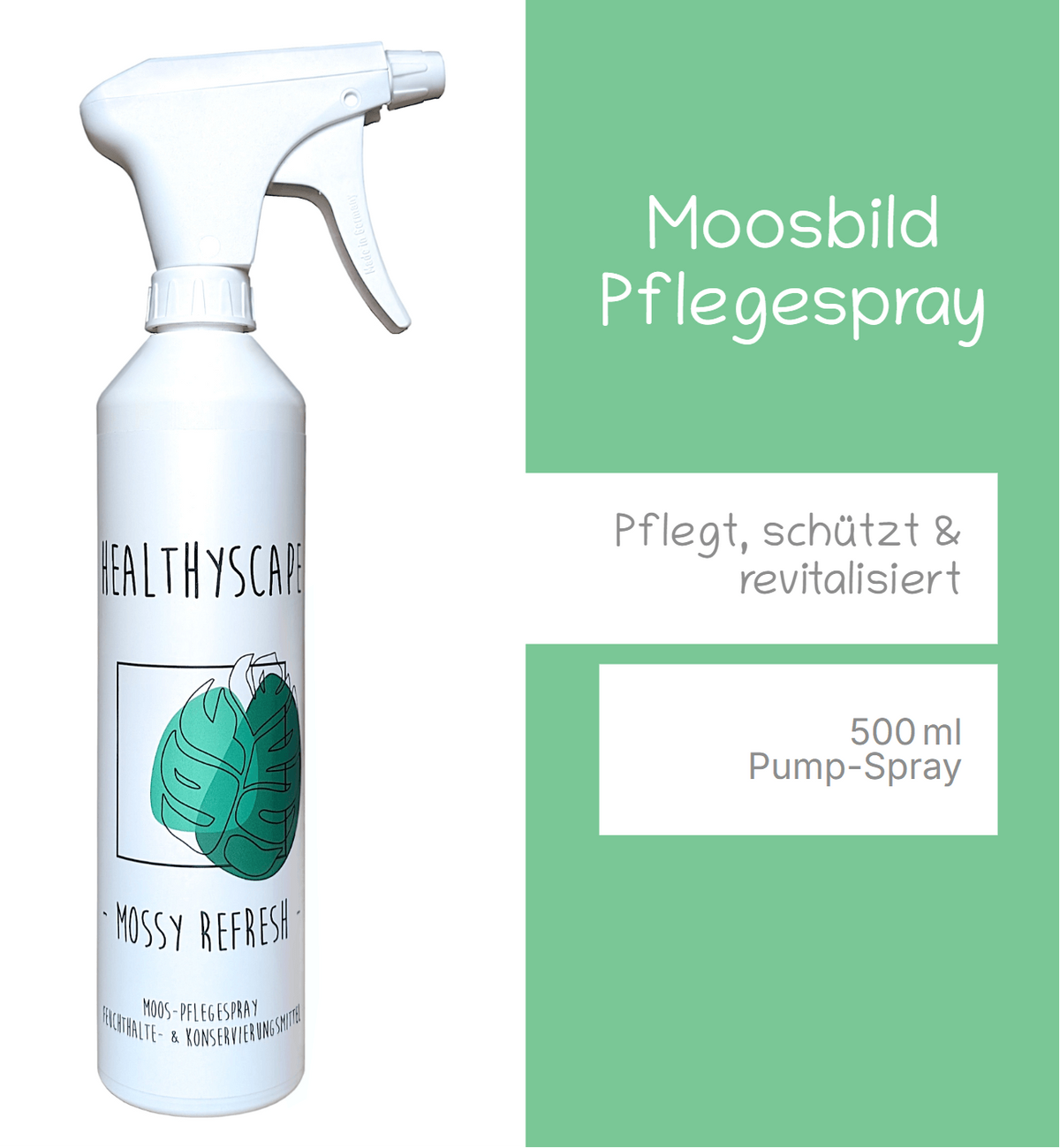 Mossy Refresh – Spray d'entretien naturel pour tableaux en mousse préservée (500 ml)