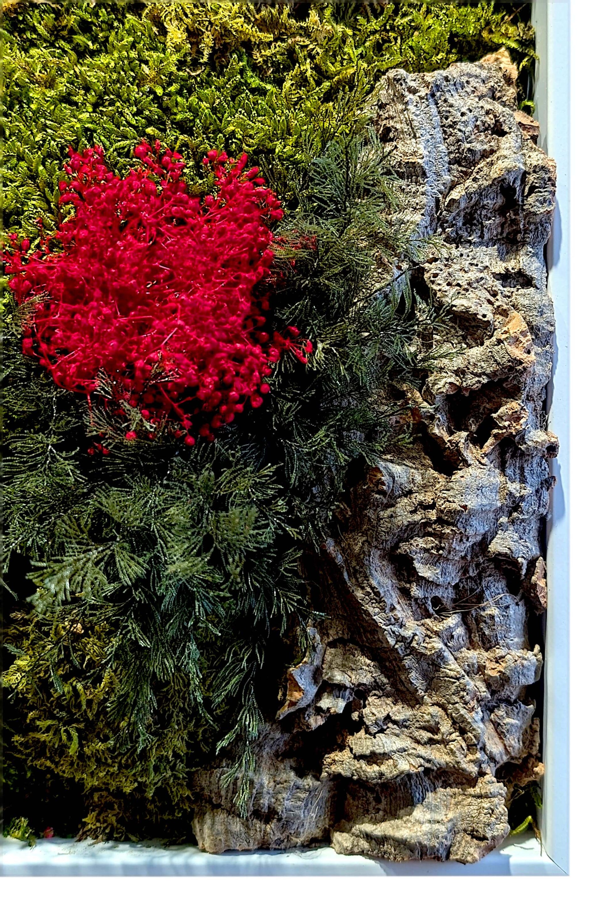 Moosbild 3er Set mit Epoxidharz-Fluss & natürliche Korkrinde, handgefertigt mit stabilisierten Moose und Kork.