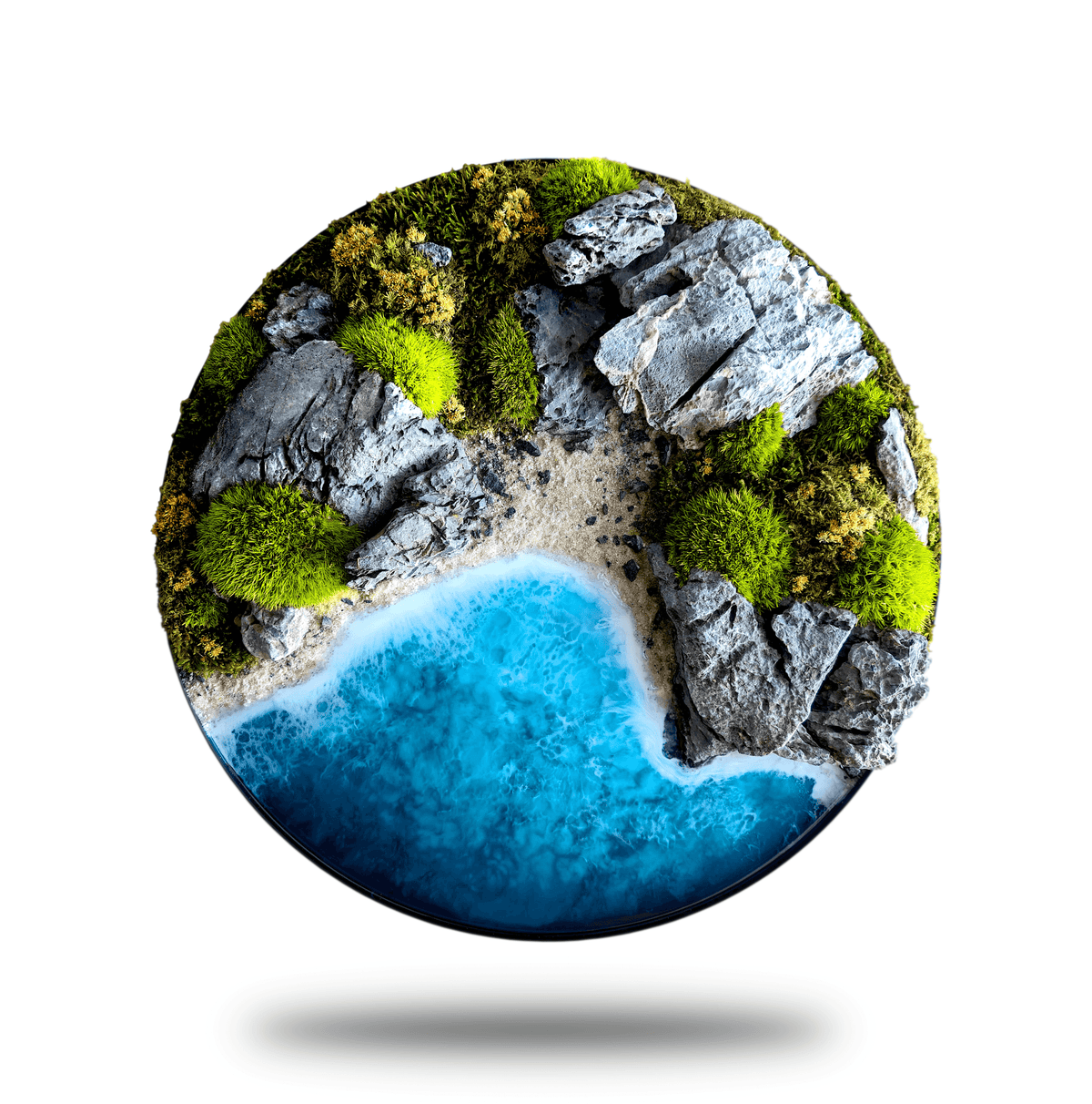 Maritime Kunst 'Autumn Coast' diorama with moss and epoxy resin depicting a coastal landscape.