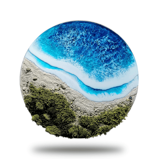 Diorama of the Baltic Sea shoreline with vibrant blue water and sandy beach, showcasing coastal beauty.