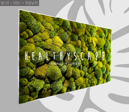 Custom-made large moss picture XXL 'Green Hills' for living room &amp; kitchen - moss mix plant picture 120-200cm