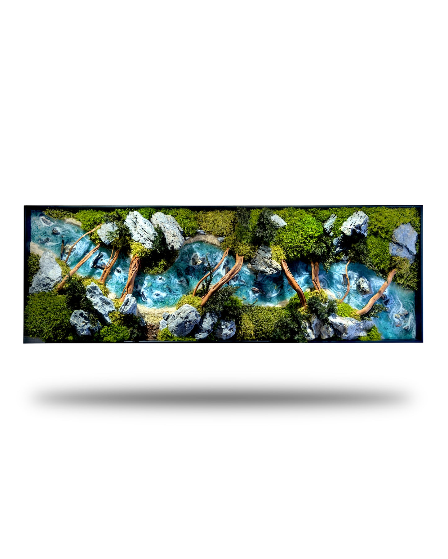 Moosbild Panorama "Wild River" – Wandkunst aus Epoxidharz