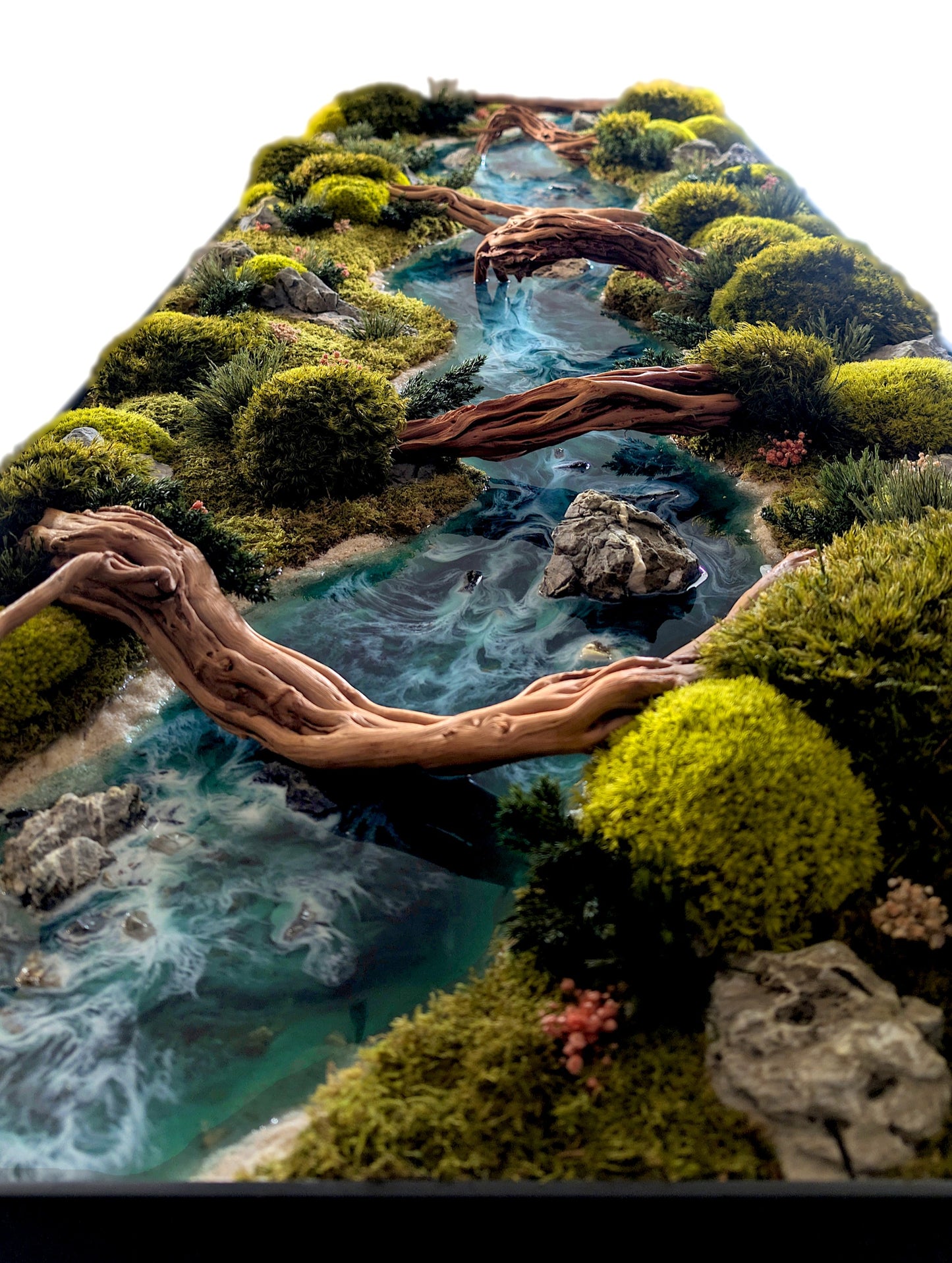 Moosbild Panorama "Wild River" – Wandkunst aus Epoxidharz