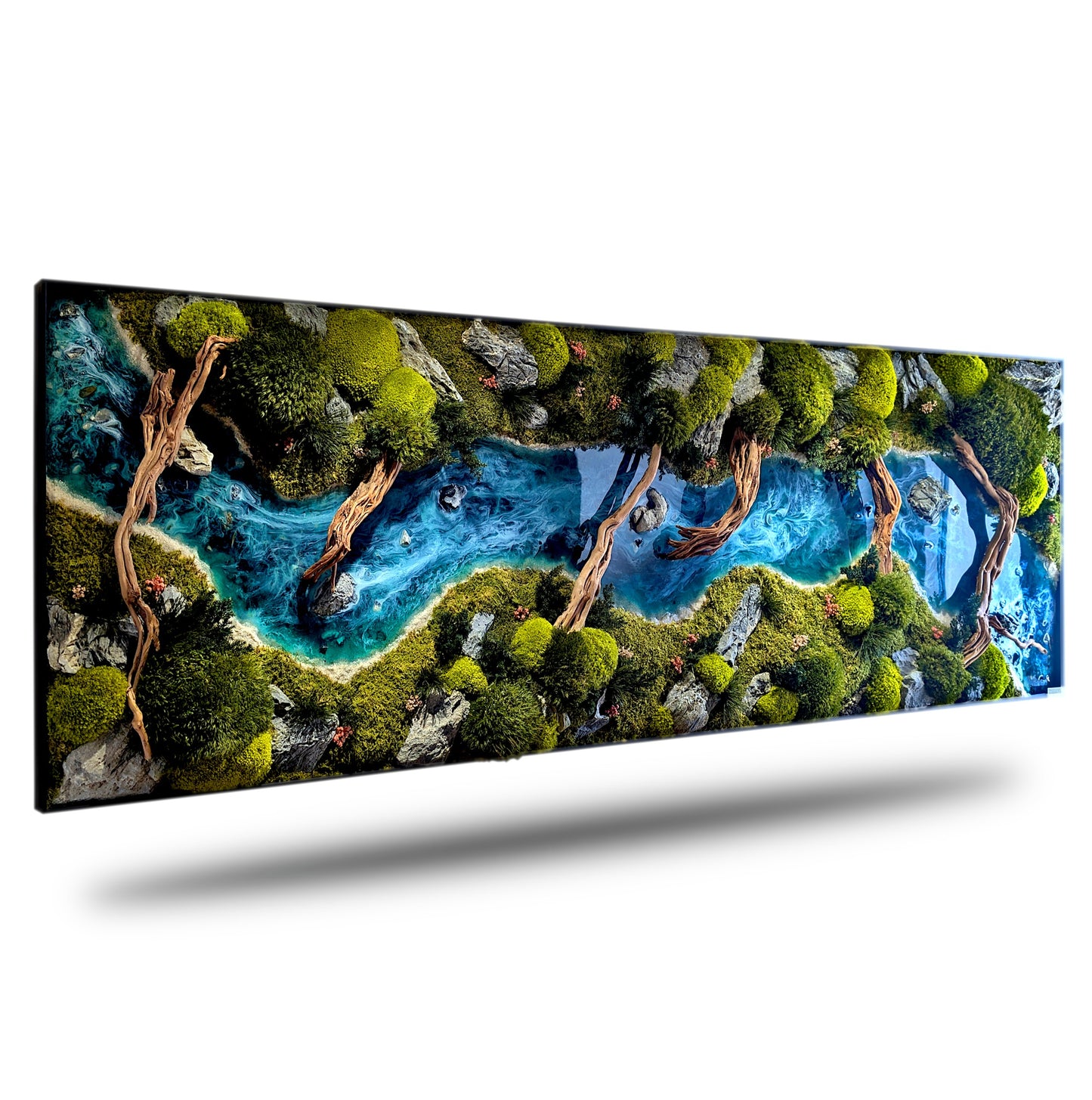 Moosbild Panorama "Wild River" – Wandkunst aus Epoxidharz