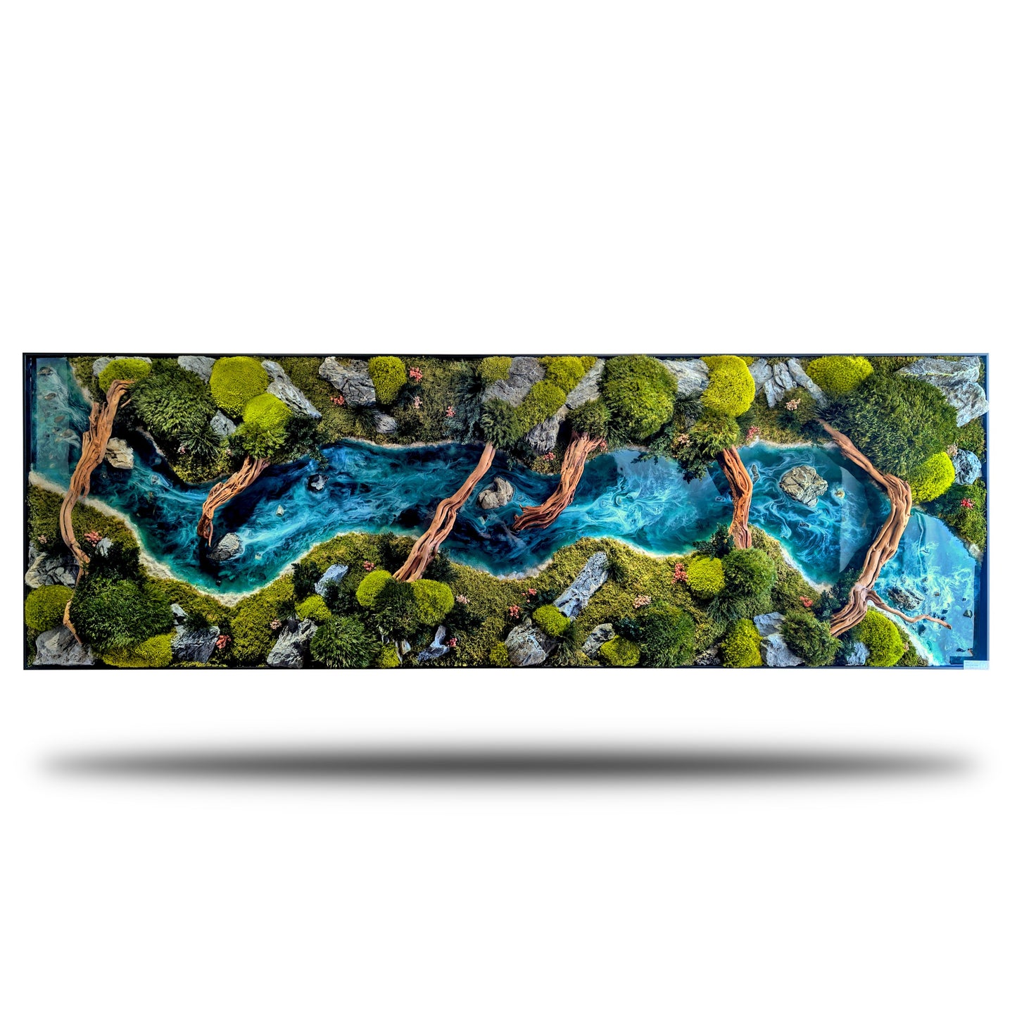 Moosbild Panorama "Wild River" – Wandkunst aus Epoxidharz