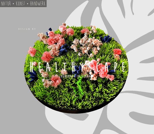 Blumenbild "Spring Vibes" aus getrockneten Blumen, handgefertigt für natürliche Dekoration und einfach anzubringen.
