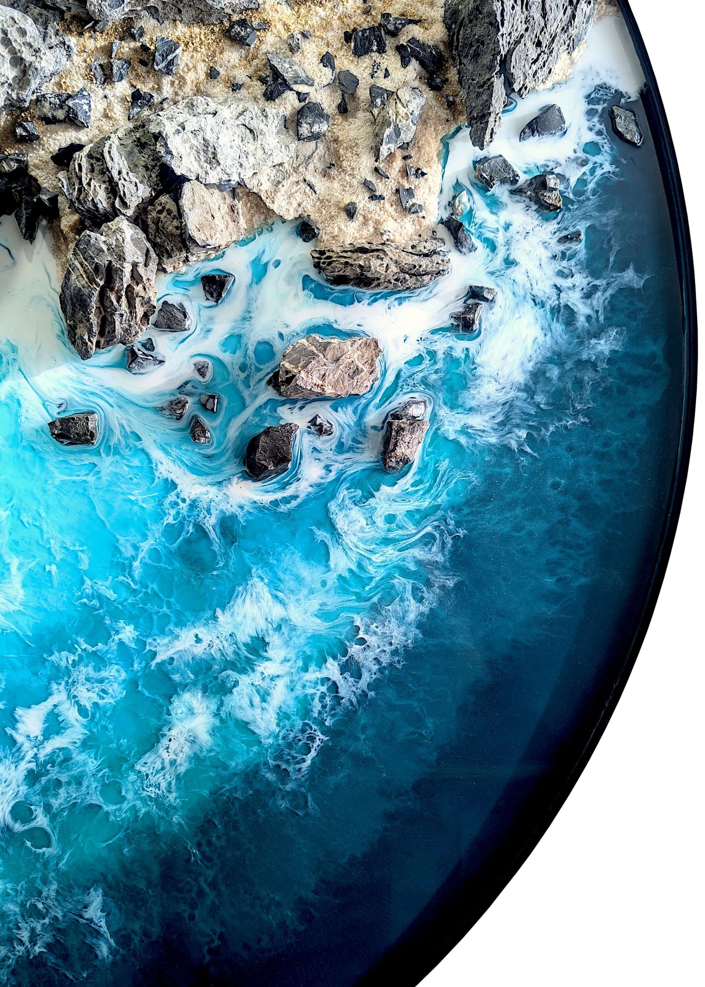 Tableau de mousse maritime « Nouvelle-Zélande » : art naturel avec de vraies pierres et une touche océanique